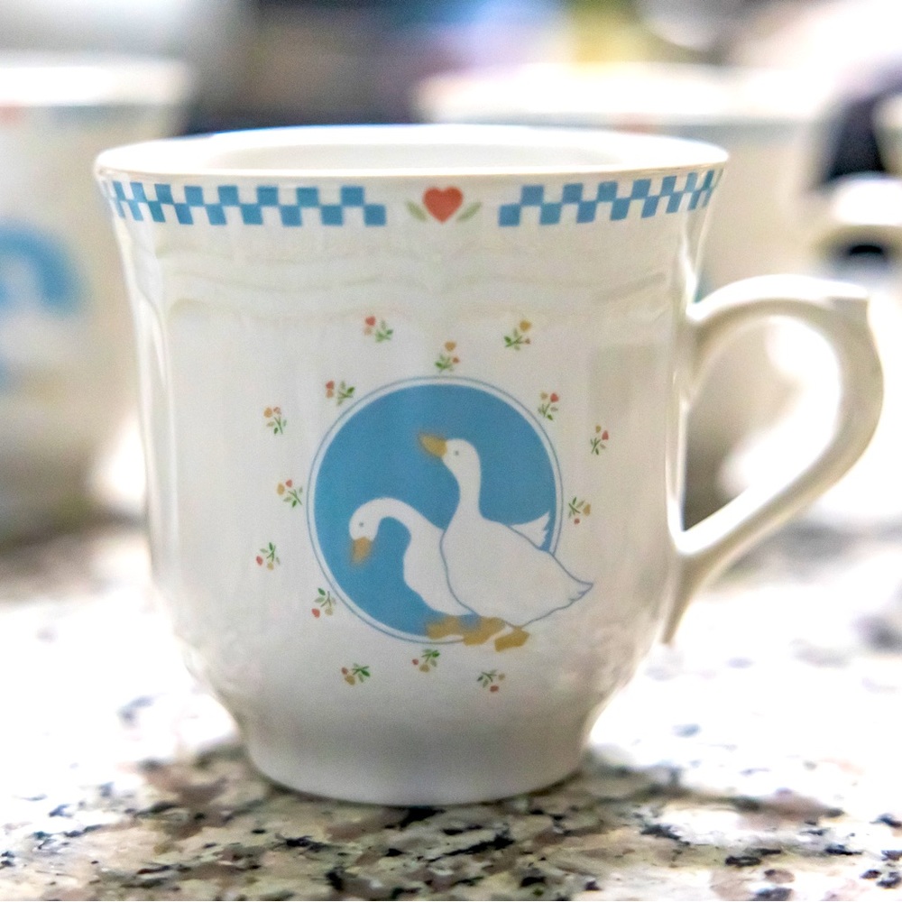 Set of 5 Duck Stoneware “Moonlight” Tea Cups Made in Thailand
